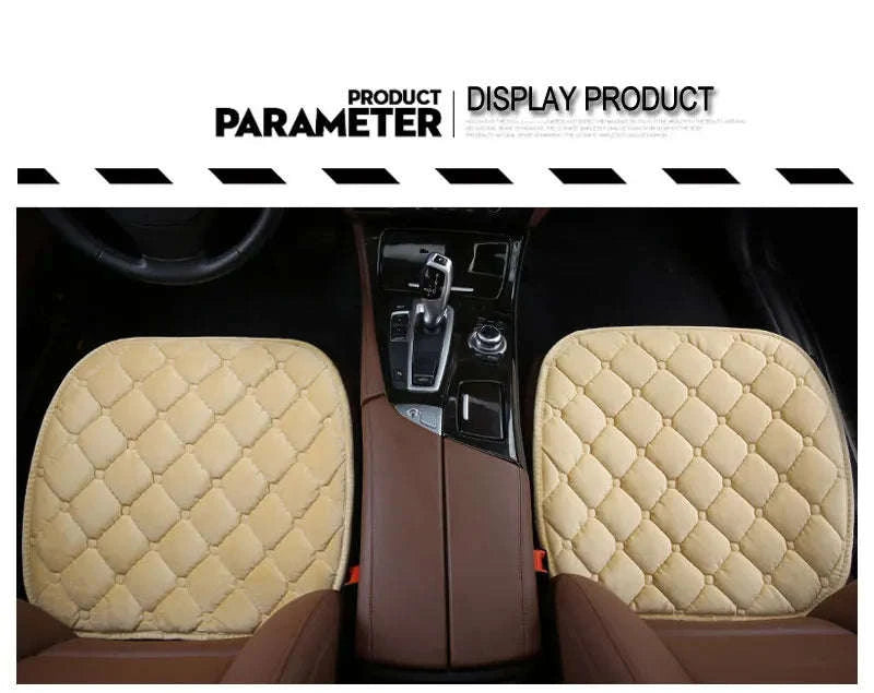 Winter Warm Car Seat Cover Cushion-Front 2pcs Beige