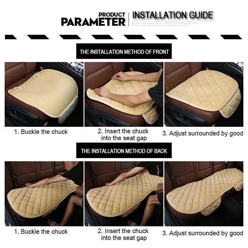 Winter Warm Car Seat Cover Cushion-Front 2pcs Beige