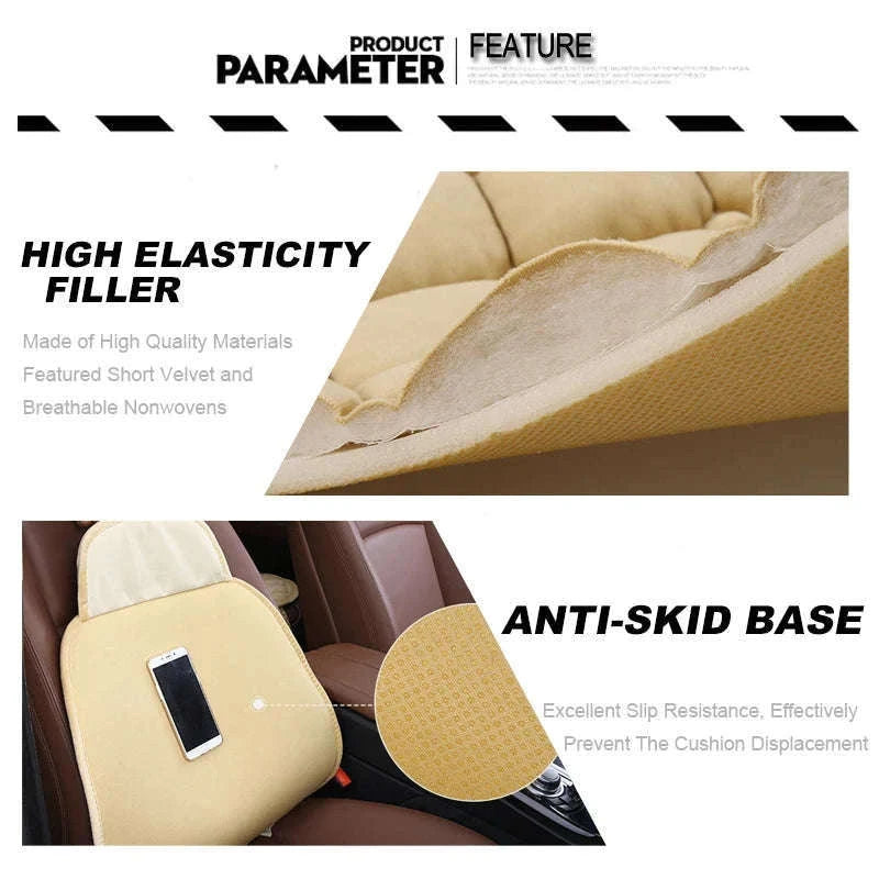 Winter Warm Car Seat Cover Cushion-Front 2pcs Beige