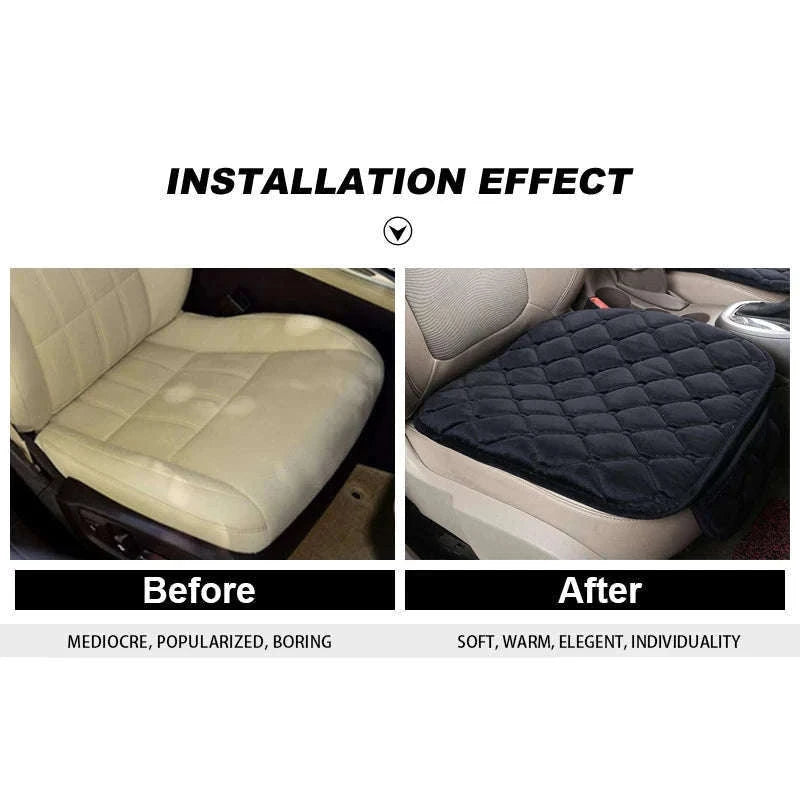 Winter Warm Car Seat Cover Cushion-Front 2pcs Beige