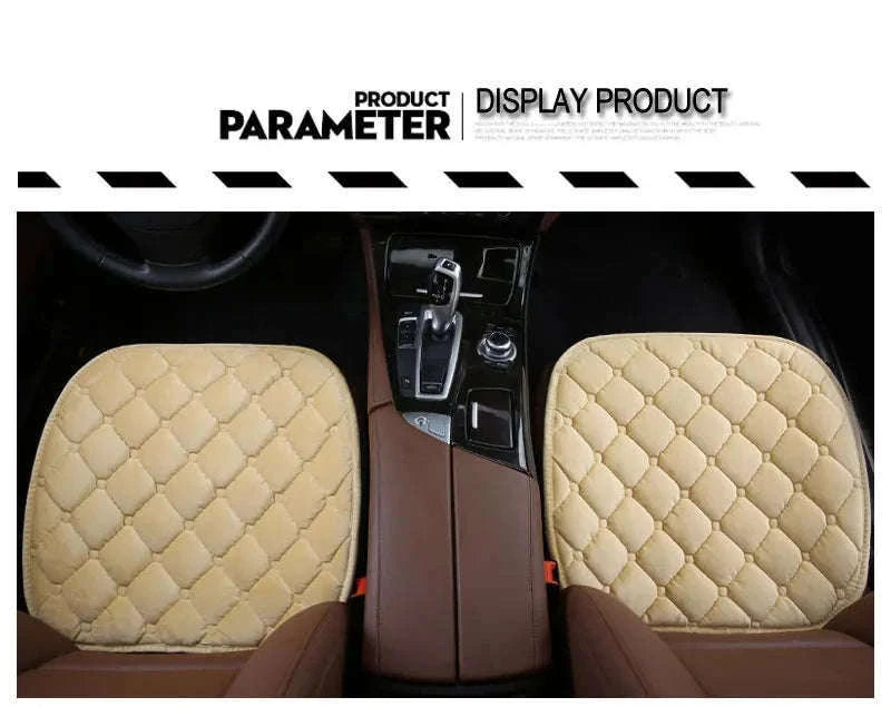 Winter Warm Car Seat Cover Cushion-Front 2pcs Beige