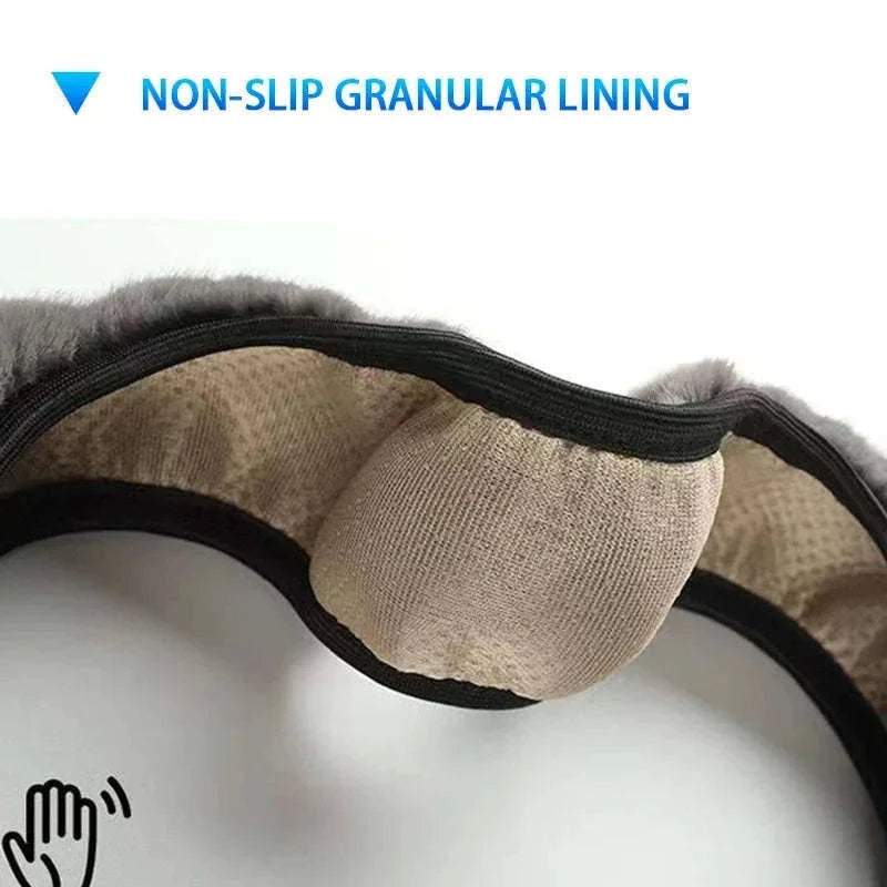 Winter Warm Plush Steering Wheel Cover for 37-39cm-GRAY