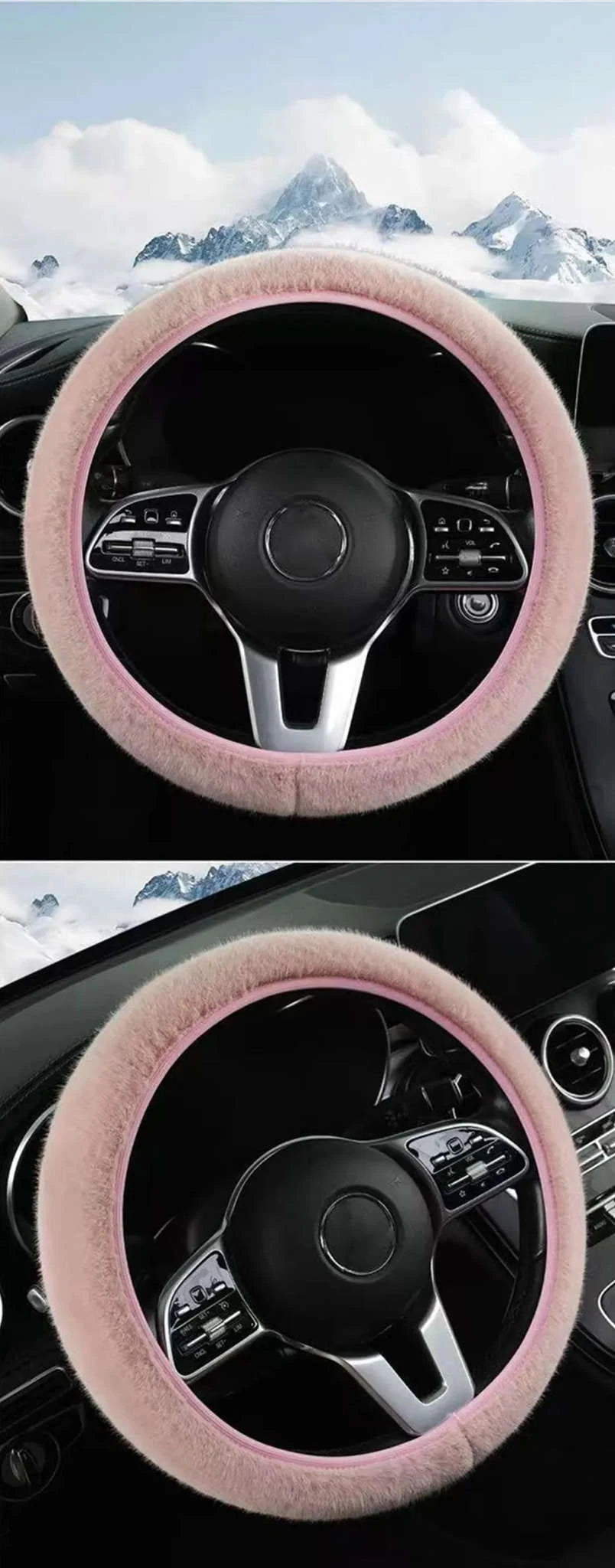 Winter Warm Plush Steering Wheel Cover for 37-39cm-GRAY