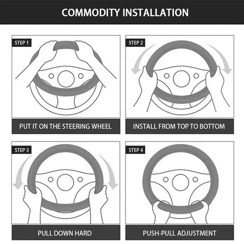Winter Warm Plush Steering Wheel Cover for 37-39cm-GRAY