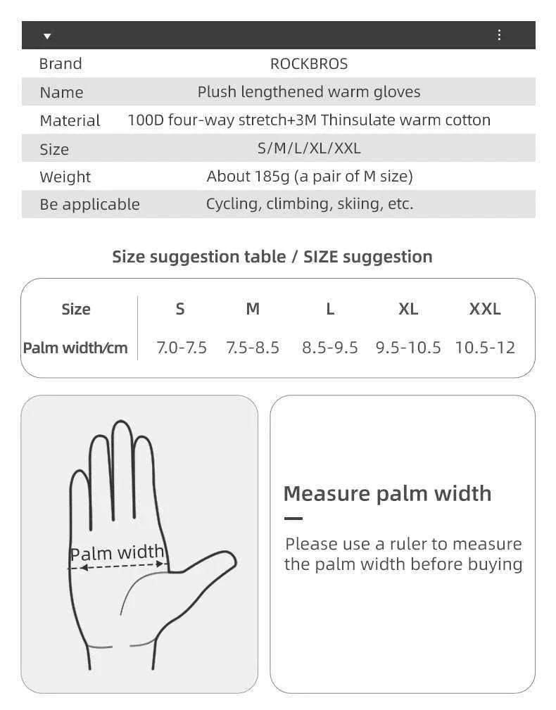 Winter Waterproof Ski & Motorcycle Gloves with Thermal Insulation-16410241 / XL