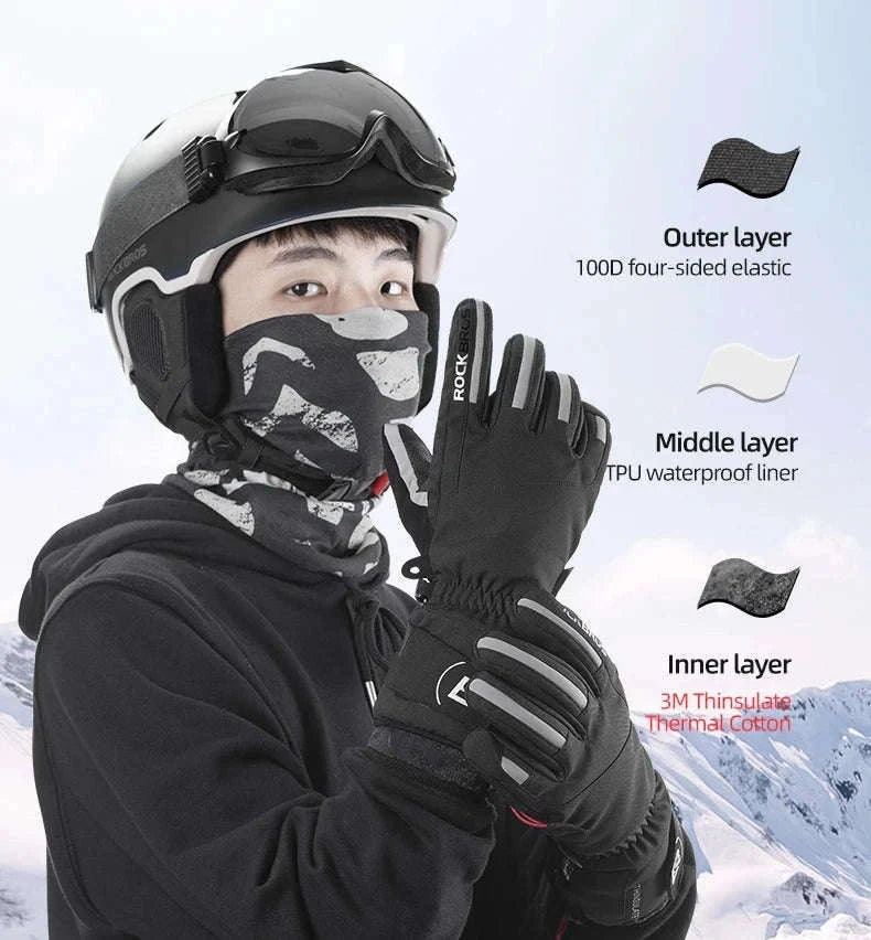 Winter Waterproof Ski & Motorcycle Gloves with Thermal Insulation-16410241 / XL