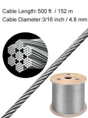 SucceBuy 152M/500Ft Drahtseil 316-Edelstahl, starke Spannung, weiches Angelseil, Hebekabel, 7×7, Wäscheleine, Durchmesser 1,5 mm–3,2 mm