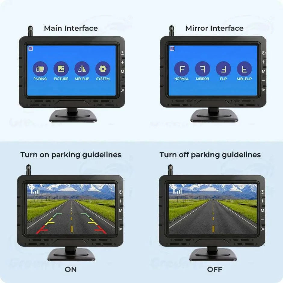 Wireless 1080P Backup Camera with 4.3" Monitor for Cars & RVs-12V Monitor with Cam