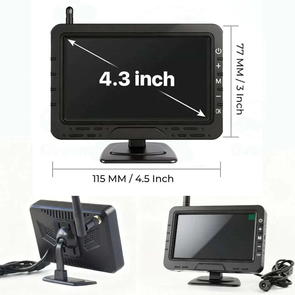 Wireless 1080P Backup Camera with 4.3" Monitor for Cars & RVs-12V Monitor with Cam