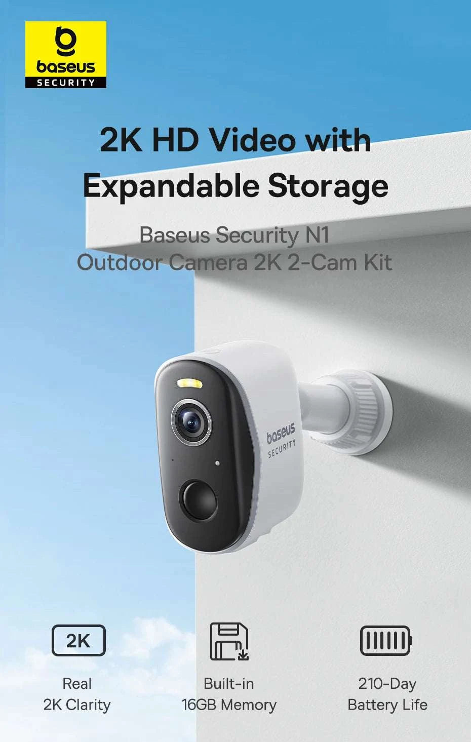 Wireless 2K Security Camera System with 210-Day Battery (2-Cam Kit)-2-Cam Kit / EU Plug / China Mainland