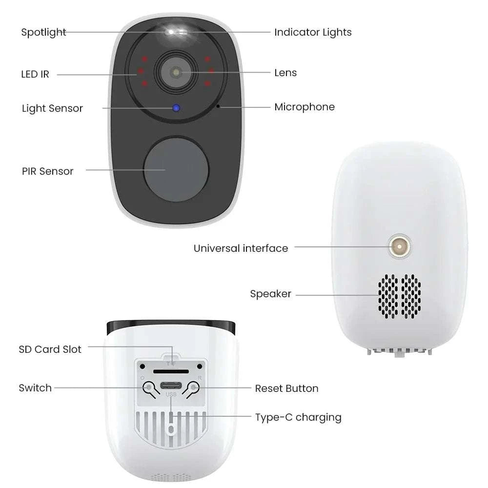 Wireless 3MP Battery Security Camera with Spotlight, Siren & Audio-Battery Camera / Mexico