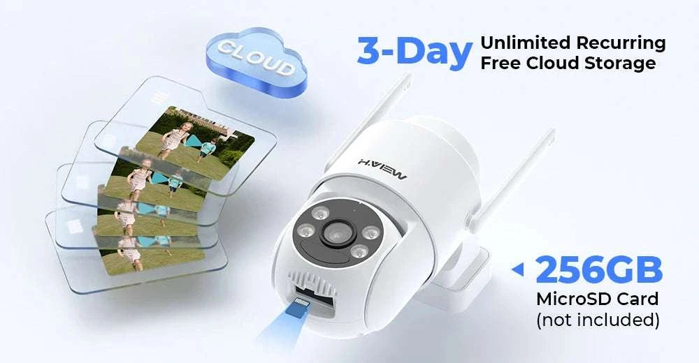 Wireless 3MP Solar Security Camera with PTZ, Color Night Vision-United States