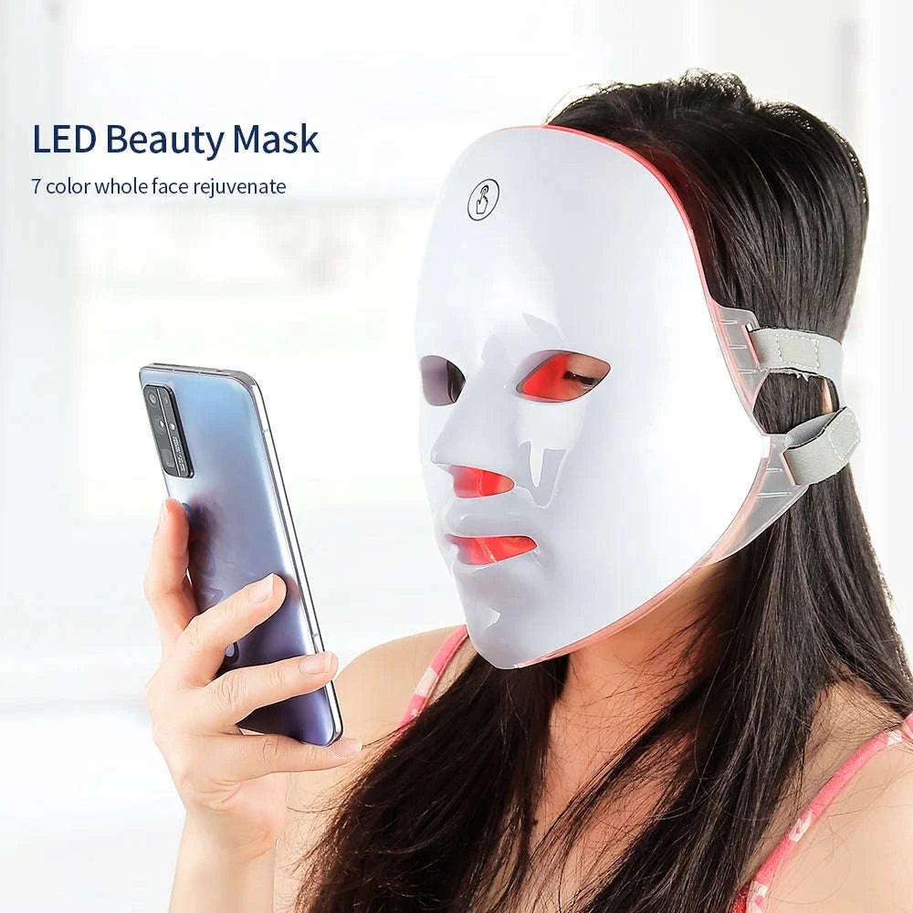Wireless 7‑Color LED Face Beauty Machine for Facial & Neck Rejuvenation-Type B-400mAh