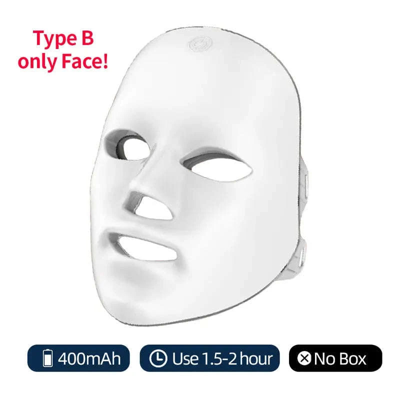 Wireless 7‑Color LED Face Beauty Machine for Facial & Neck Rejuvenation-Type B-400mAh