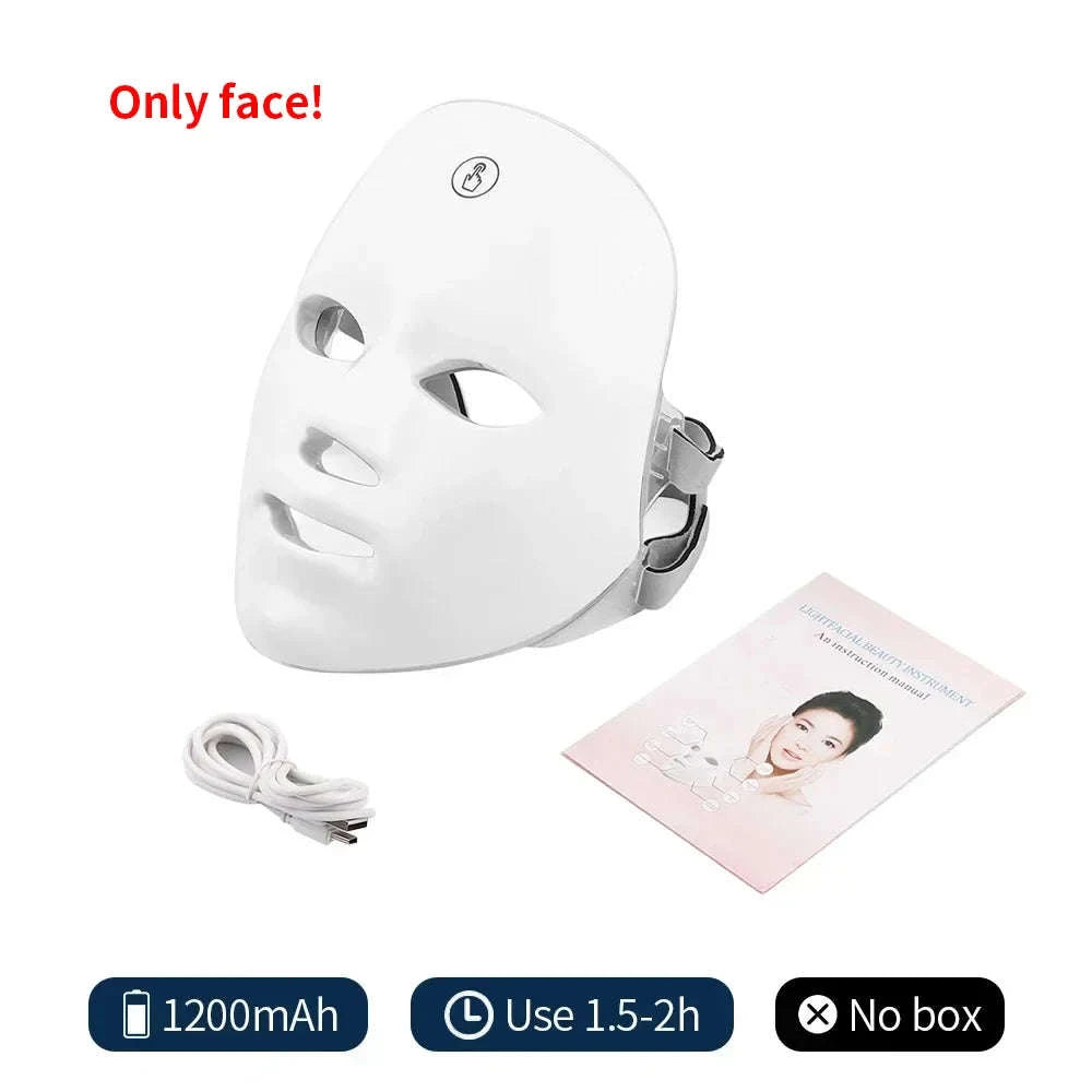 Wireless 7‑Color LED Face Beauty Machine for Facial & Neck Rejuvenation-Type B-400mAh
