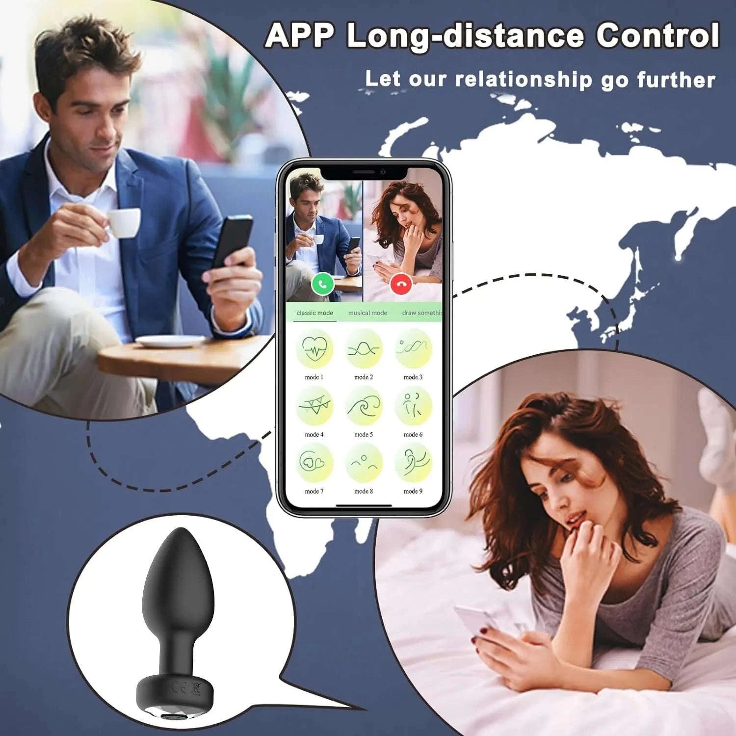 Wireless App-Controlled Anal Plug Vibrator with 10 Modes-Remote control 1