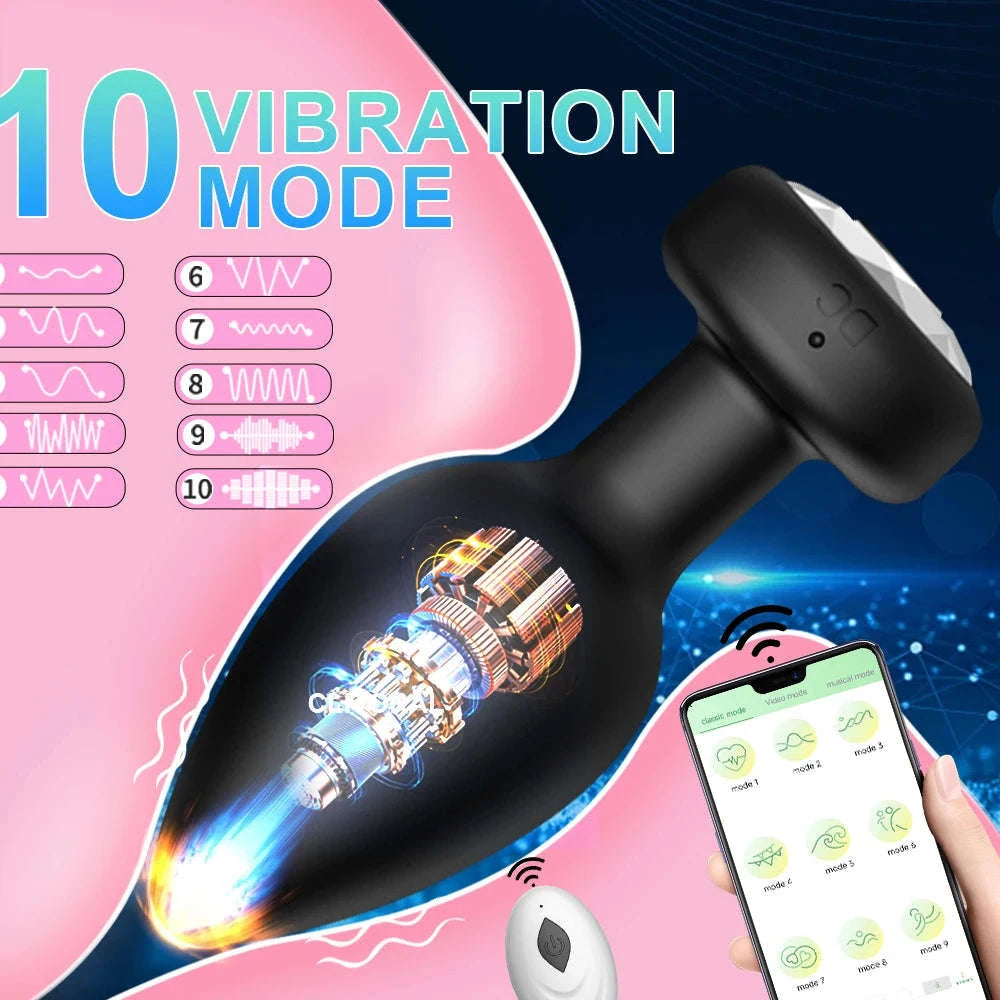 Wireless App-Controlled Anal Plug Vibrator with 10 Modes-Remote control 1