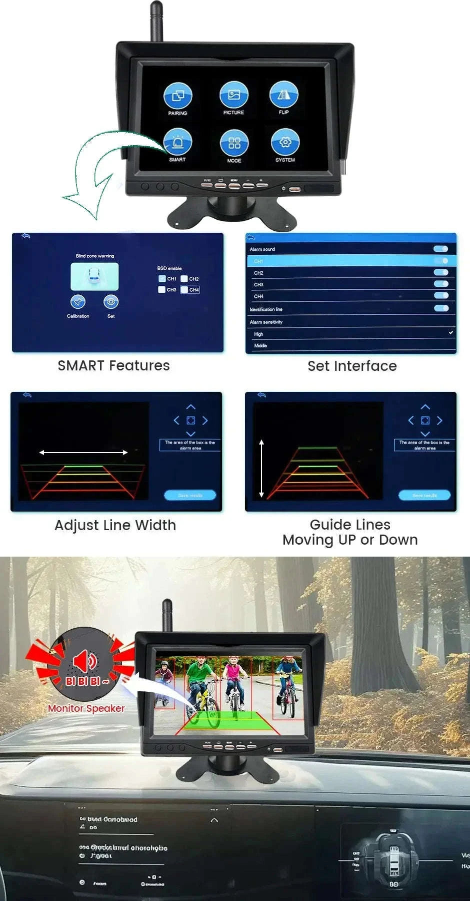 Wireless Backup Camera with 7 Inch Monitor AHD 1080P-BSD Wireless 7 inch / China Mainland