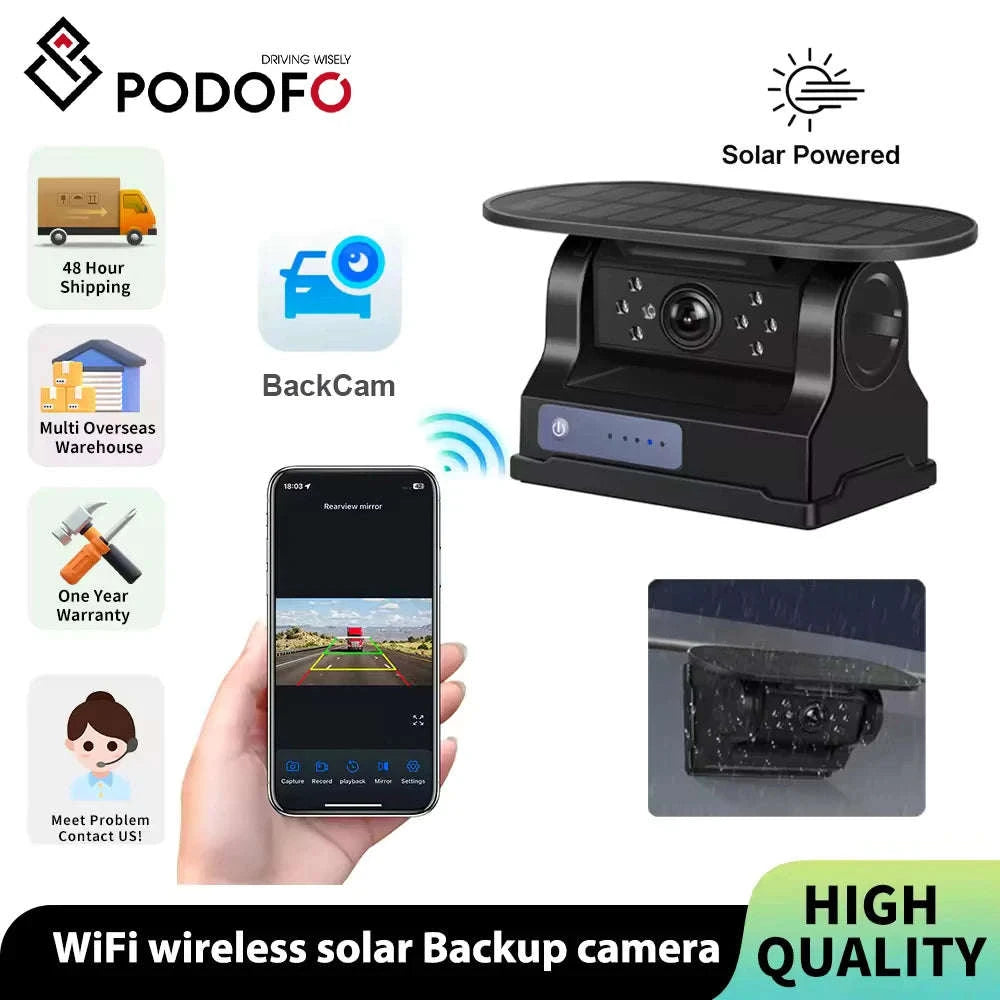 Wireless Backup Camera with Waterproof Magnetic Mount, Infrared Night Vision, Solar Charging-Germany