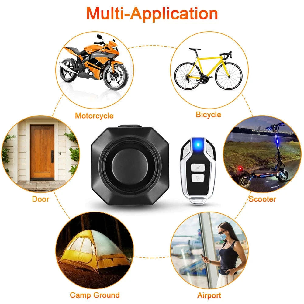 Wireless Bike Alarm with Remote, 110dB Motion Sensor Anti-Theft-B / spain