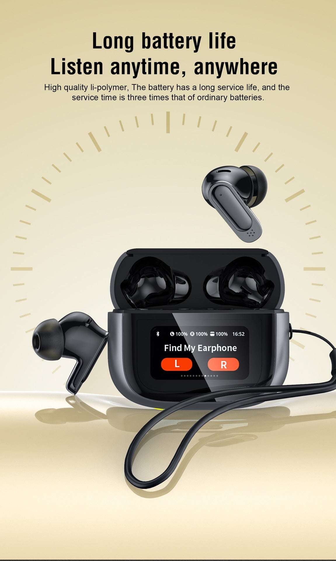 Wireless Bluetooth 5.3 In-Ear Earbuds with Touch Control and Deep Bass-black