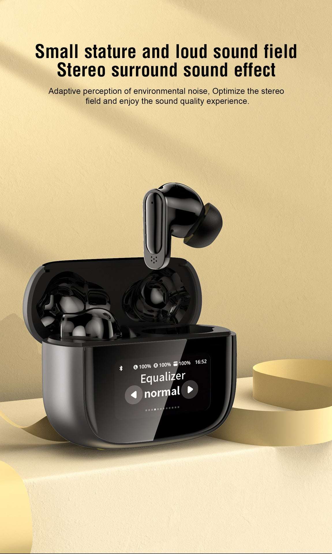Wireless Bluetooth 5.3 In-Ear Earbuds with Touch Control and Deep Bass-black