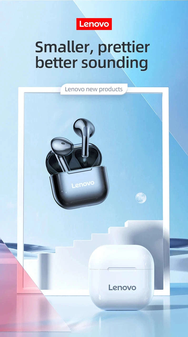 Wireless Bluetooth Earphones Lenovo LP40 Earbuds-Lenovo LP40 White