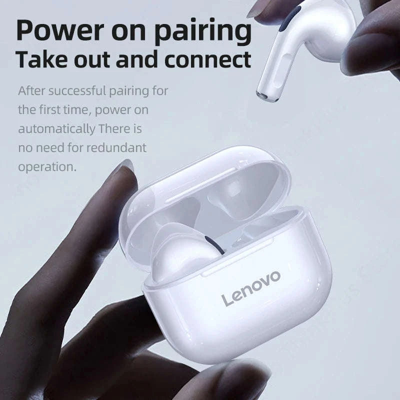 Wireless Bluetooth Earphones Lenovo LP40 Earbuds-Lenovo LP40 White