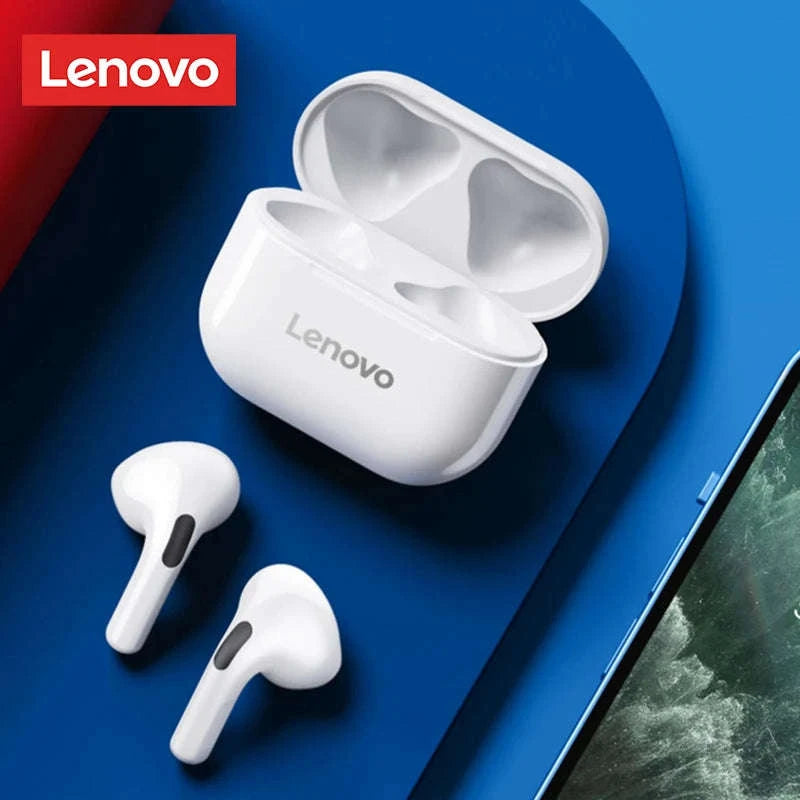 Wireless Bluetooth Earphones Lenovo LP40 Earbuds-Lenovo LP40 White