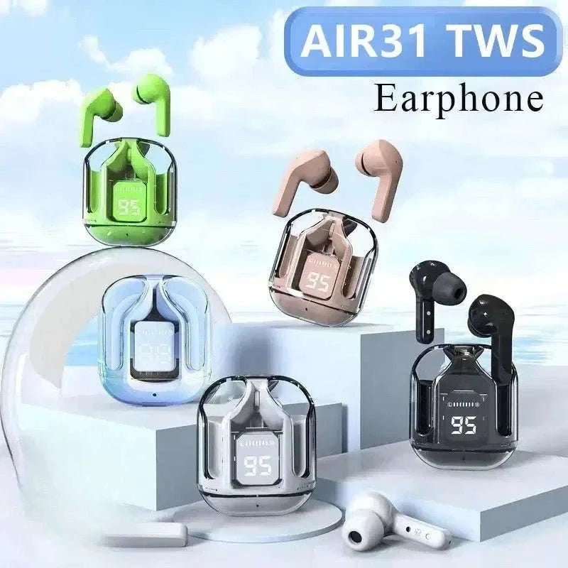 Wireless Bluetooth Earphones with HiFi Sound and LED Display-Blue