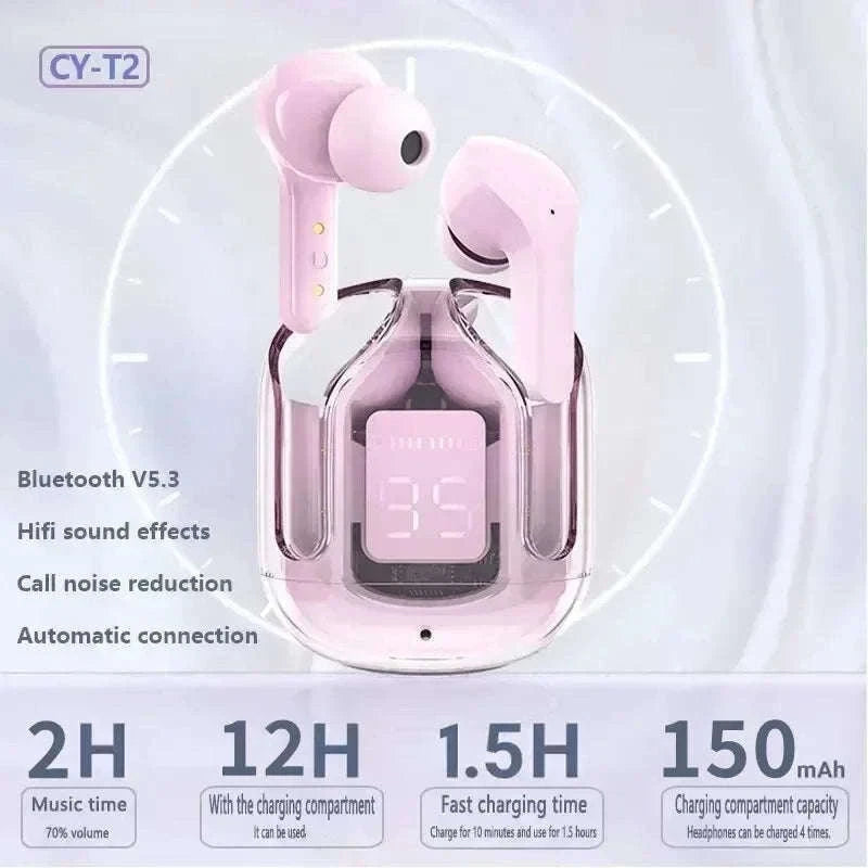 Wireless Bluetooth Earphones with HiFi Sound and LED Display-Blue