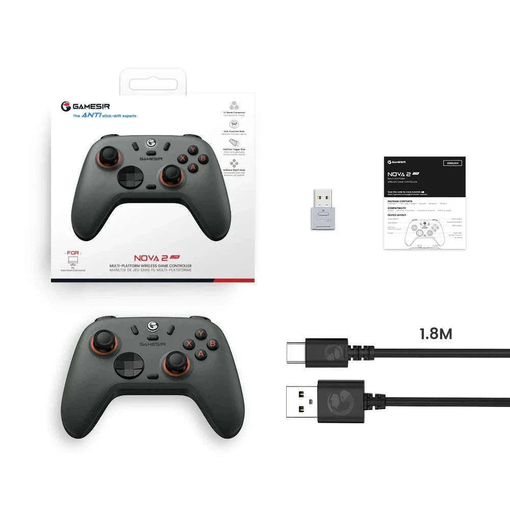 Wireless Bluetooth Game Controller with Hall Effect, 2 Back Buttons, 600mAh Battery-White Set / Russian Federation