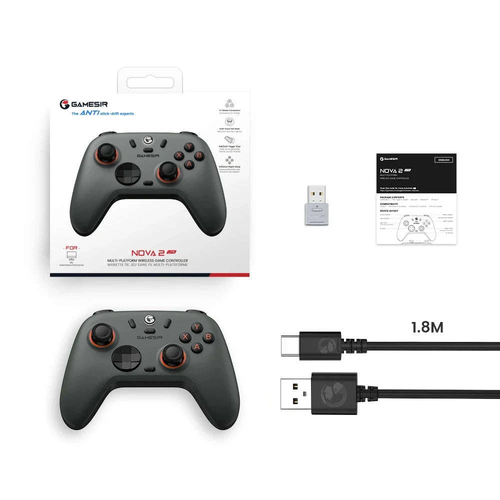 Wireless Bluetooth Game Controller with Hall Effect, 2 Back Buttons, 600mAh Battery-White Set / Russian Federation