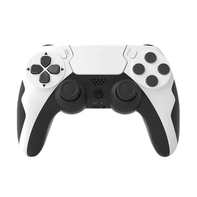 Wireless Bluetooth Gamepad with Double Vibration, 6-Axis Control, Touchpad, Microphone and Earphone Port for Console and PC-red black