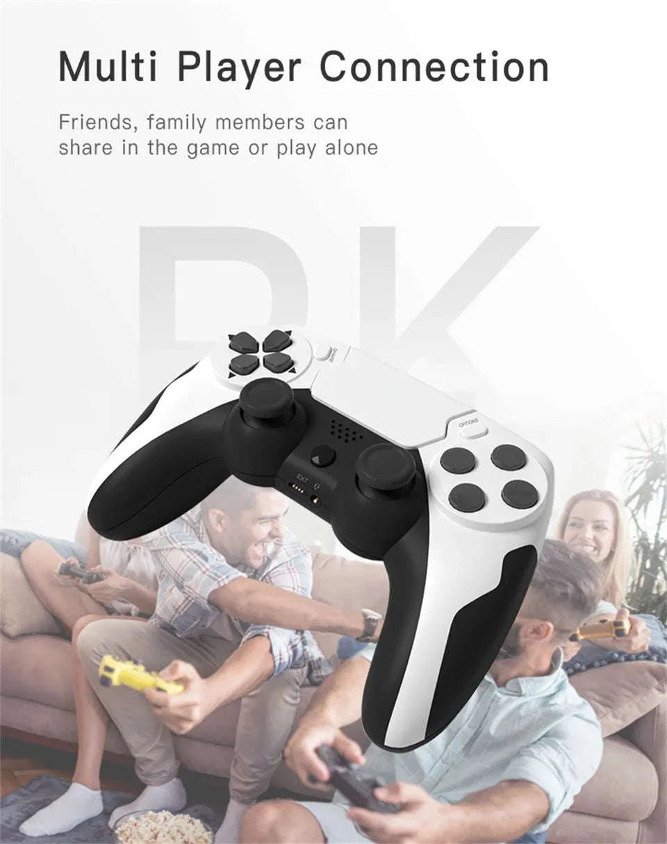 Wireless Bluetooth Gamepad with Double Vibration, 6-Axis Control, Touchpad, Microphone and Earphone Port for Console and PC-red black