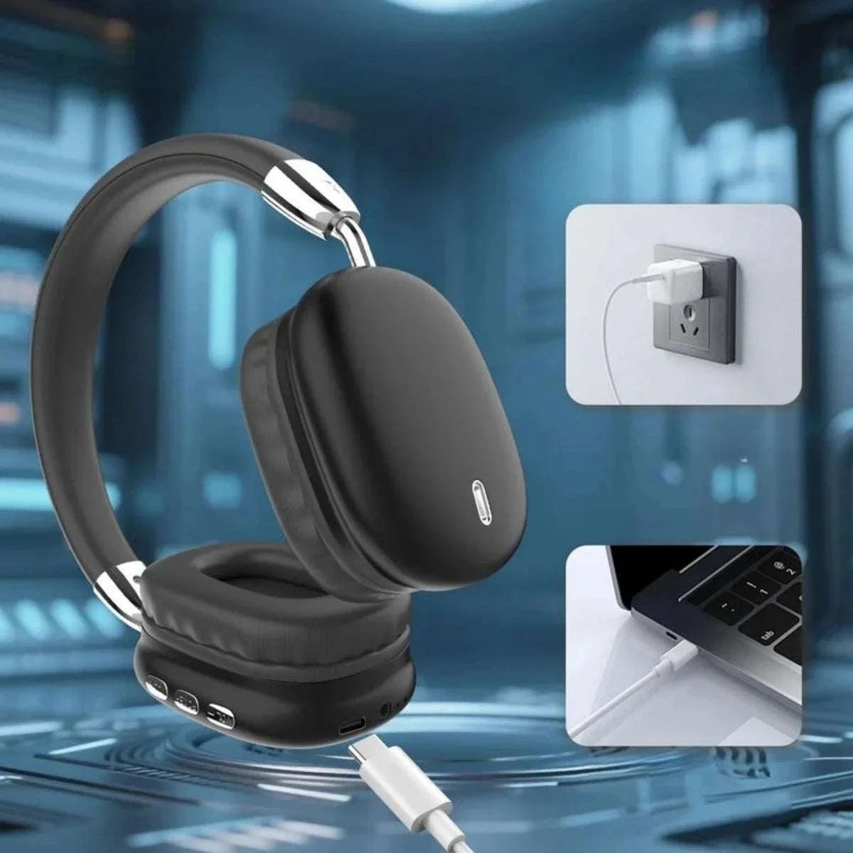 Wireless Bluetooth Headphones with ANC, Hi‑Res Audio & Foldable Design-Black / United States