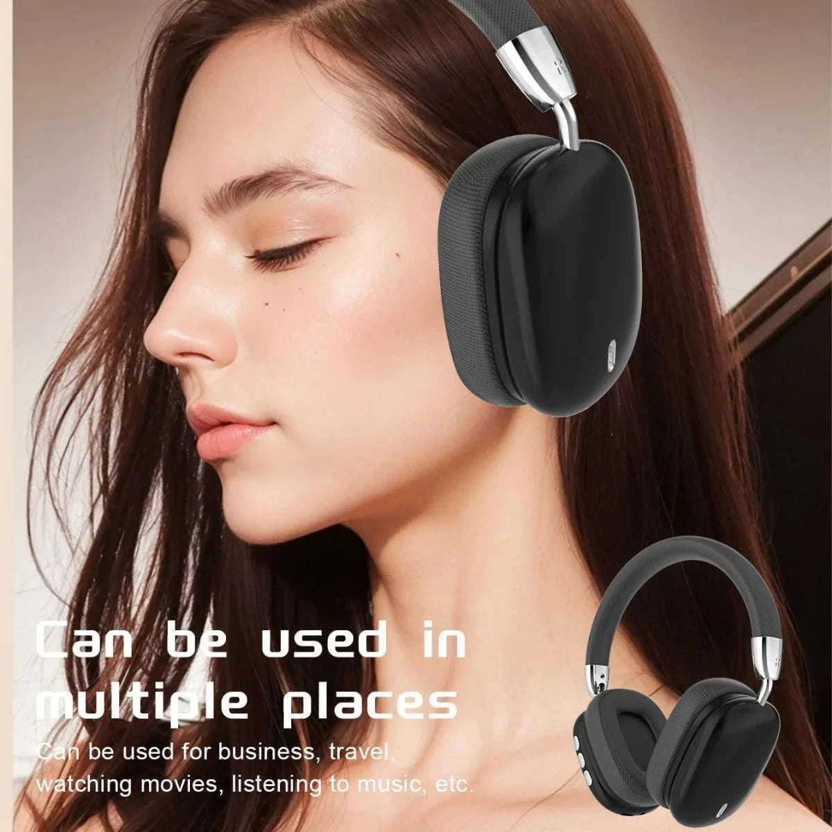 Wireless Bluetooth Headphones with ANC, Hi‑Res Audio & Foldable Design-Black / United States