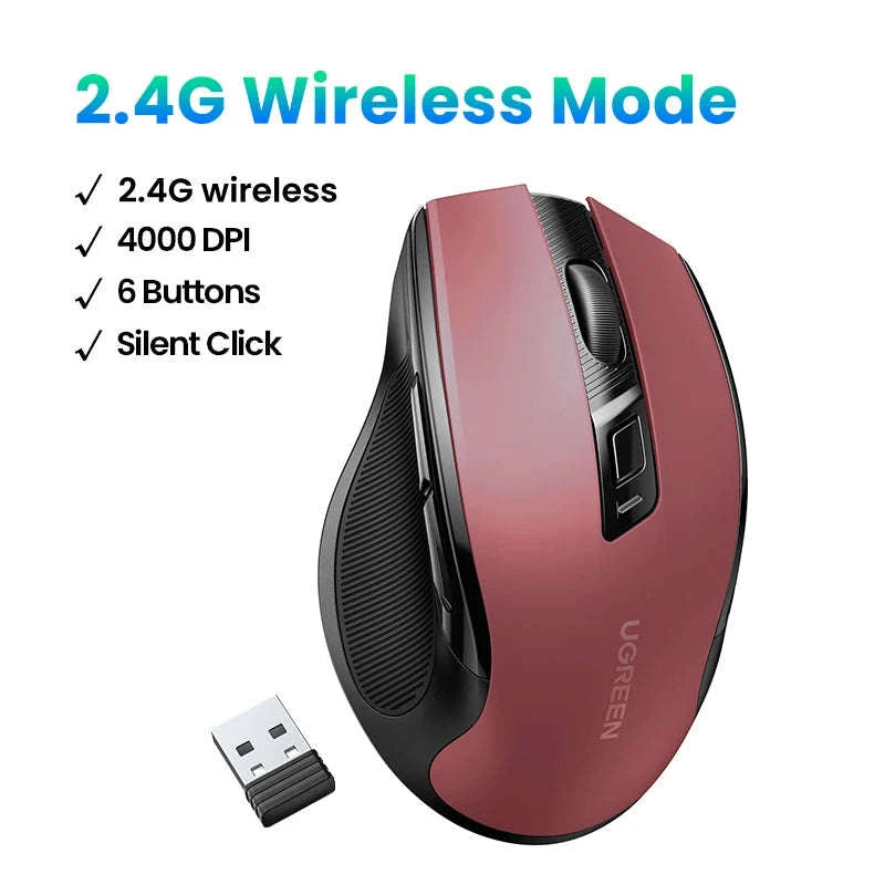 Wireless Bluetooth Mouse with Ergonomic Silent Control-BT5.0 and 2.4G Black / CHINA