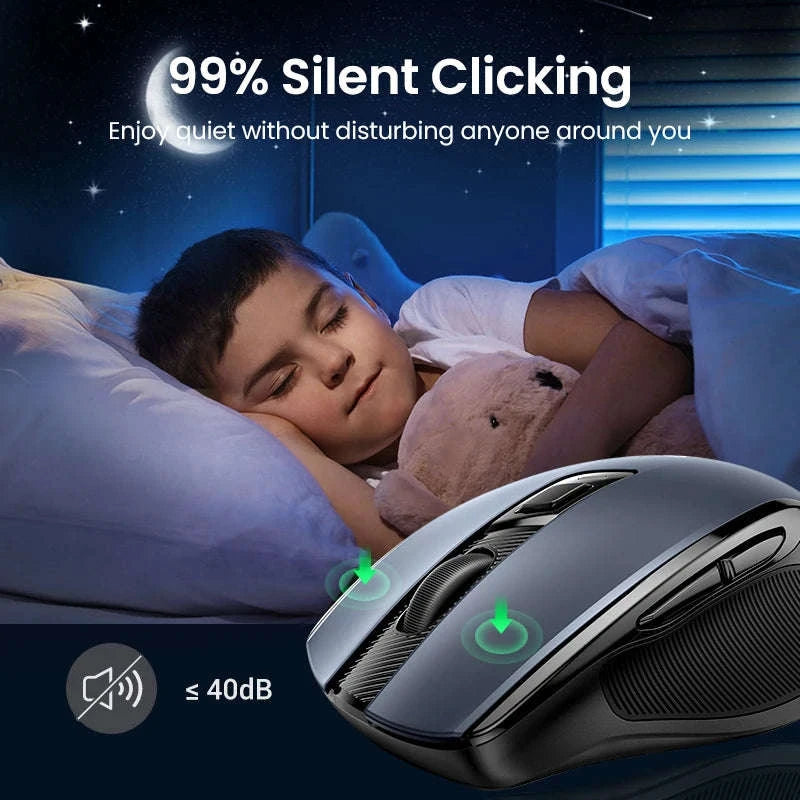 Wireless Bluetooth Mouse with Ergonomic Silent Control-BT5.0 and 2.4G Black / CHINA