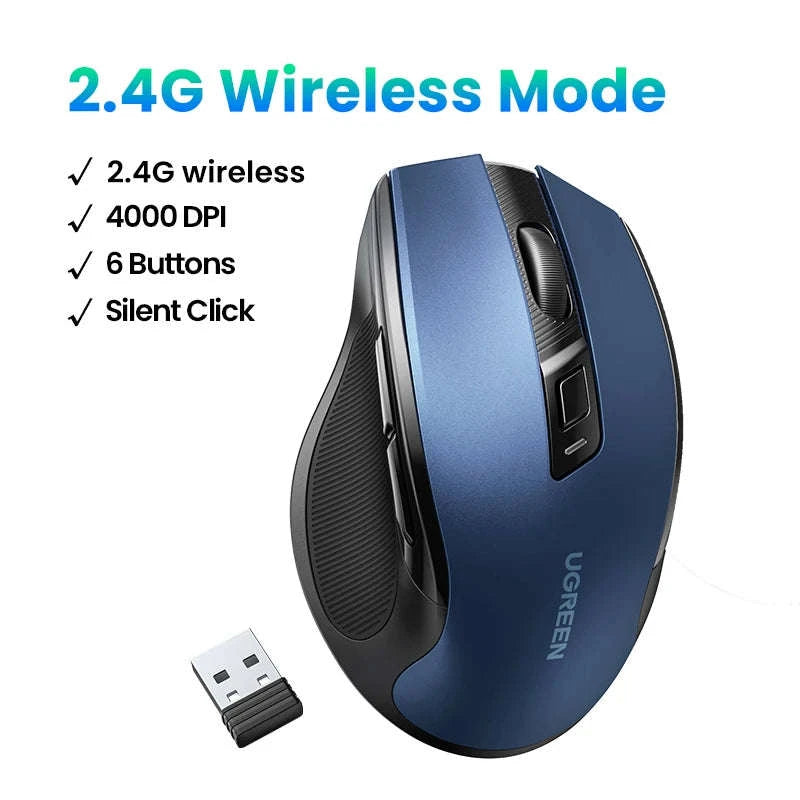 Wireless Bluetooth Mouse with Ergonomic Silent Control-BT5.0 and 2.4G Black / CHINA