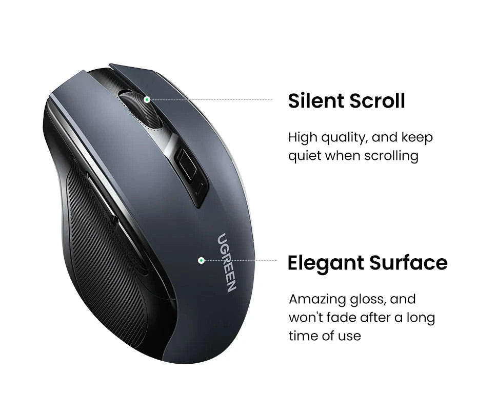 Wireless Bluetooth Mouse with Ergonomic Silent Control-BT5.0 and 2.4G Black / CHINA