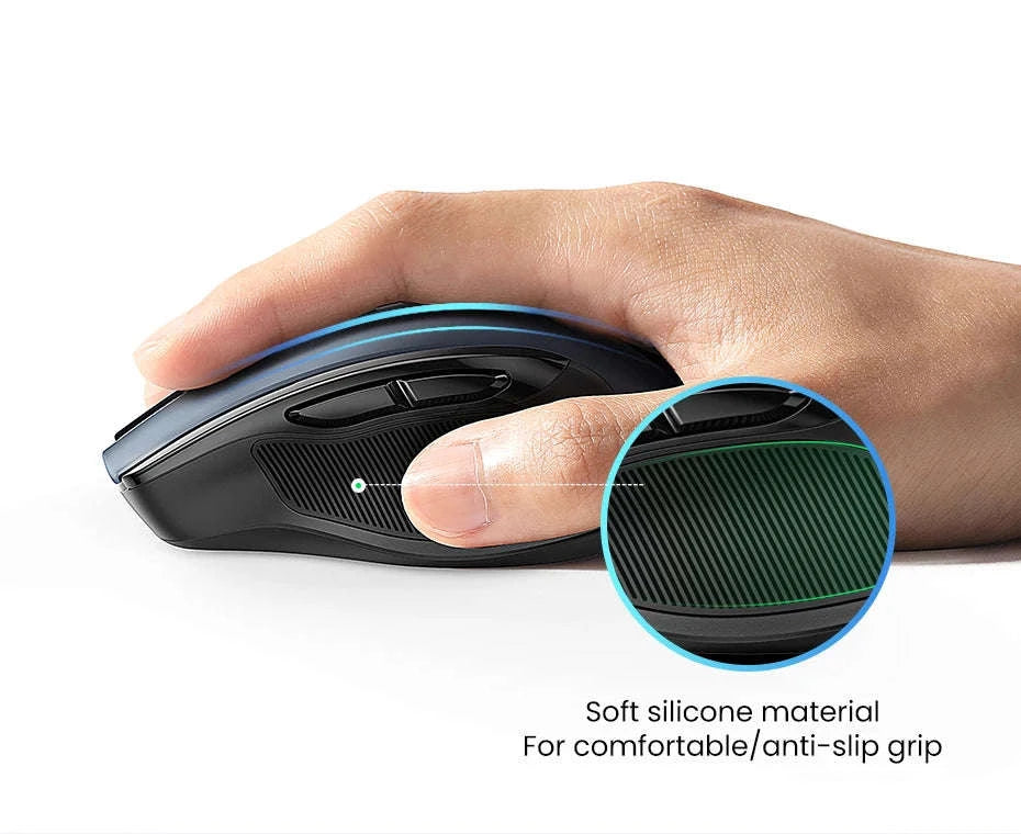 Wireless Bluetooth Mouse with Ergonomic Silent Control-BT5.0 and 2.4G Black / CHINA