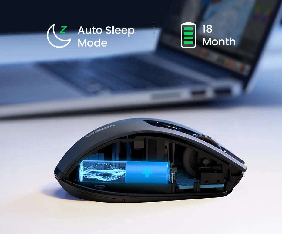 Wireless Bluetooth Mouse with Ergonomic Silent Control-BT5.0 and 2.4G Black / CHINA
