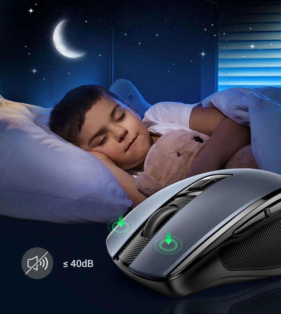 Wireless Bluetooth Mouse with Ergonomic Silent Control-BT5.0 and 2.4G Black / CHINA