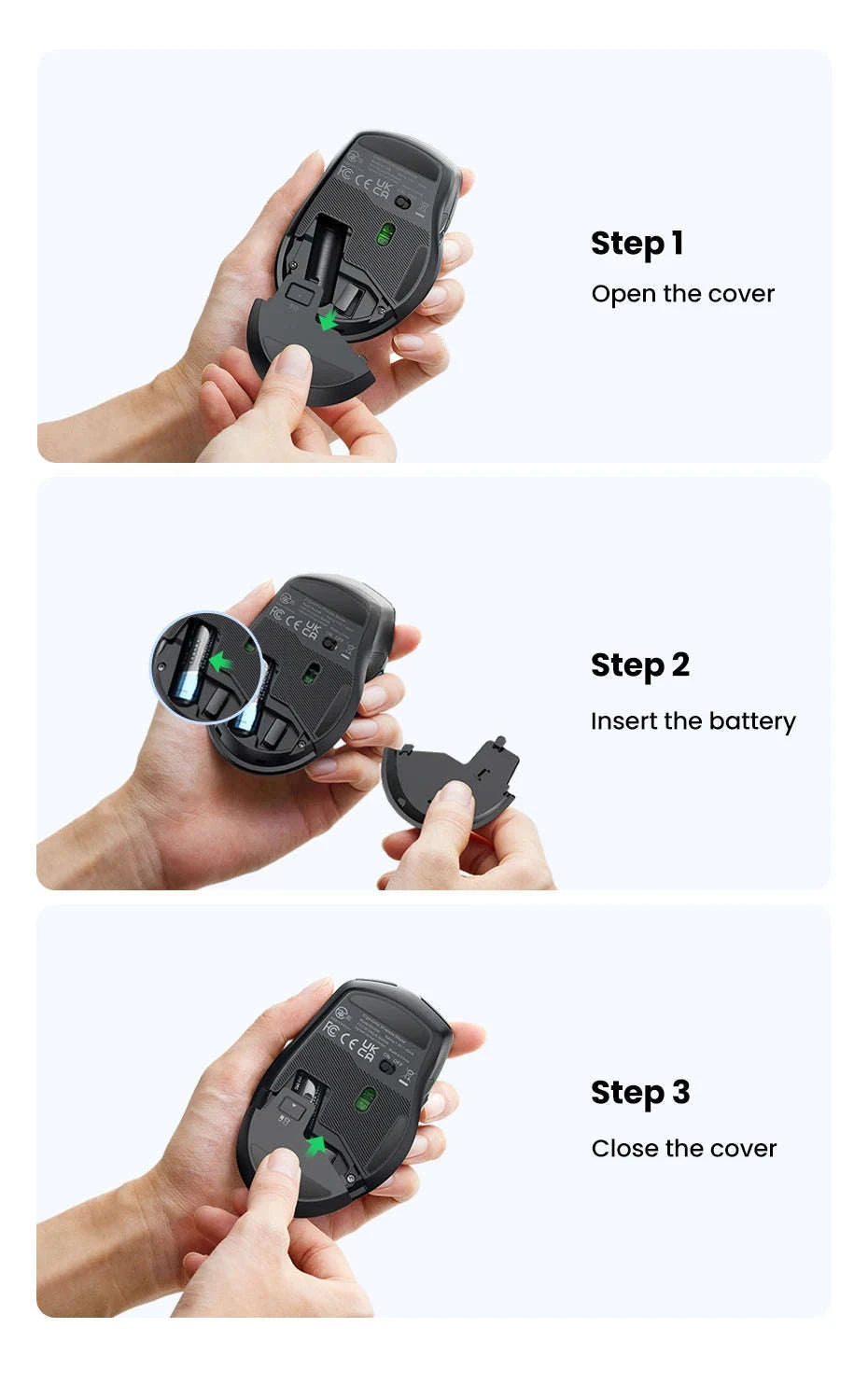 Wireless Bluetooth Mouse with Ergonomic Silent Control-BT5.0 and 2.4G Black / CHINA