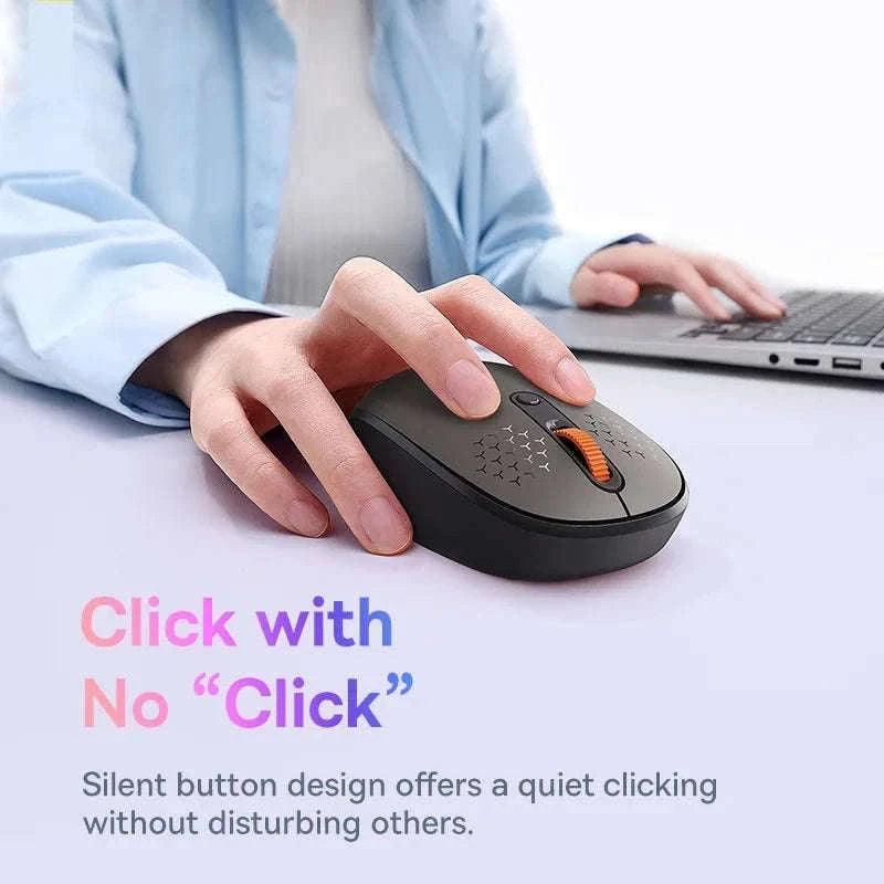 Wireless Bluetooth Mouse with Silent Click & Tri-Mode Connection-Black-BT and 2.4G