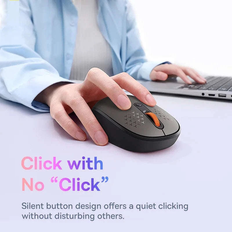 Wireless Bluetooth Mouse with Silent Click & Tri-Mode Connection-Black-BT and 2.4G
