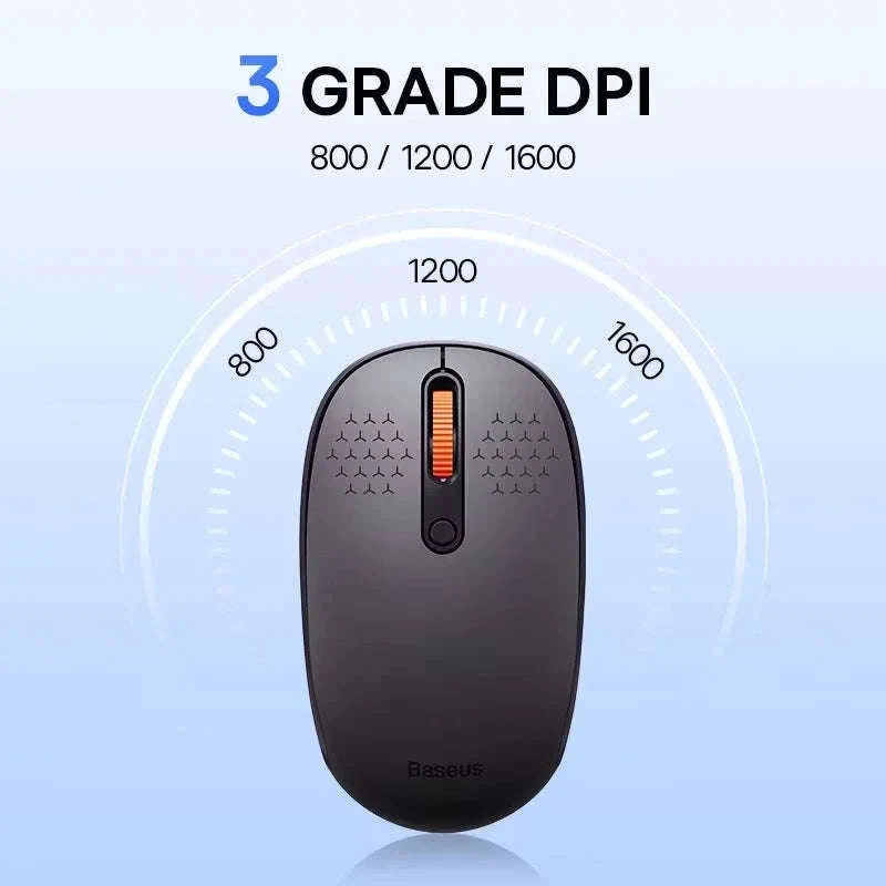 Wireless Bluetooth Mouse with Silent Click & Tri-Mode Connection-Black-BT and 2.4G