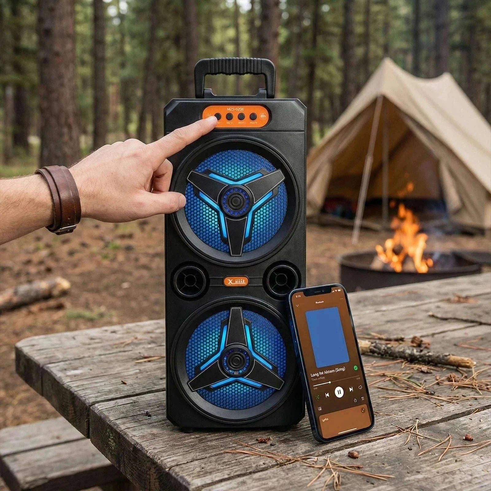 Wireless Bluetooth Speaker with Microphone for Parties and Outdoor Use-United States