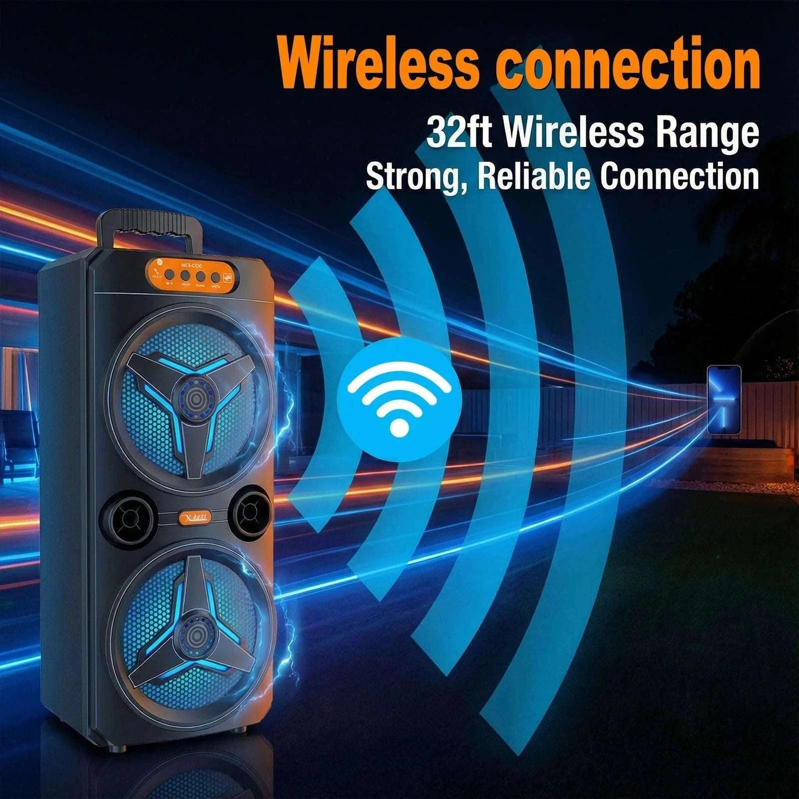 Wireless Bluetooth Speaker with Microphone for Parties and Outdoor Use-United States